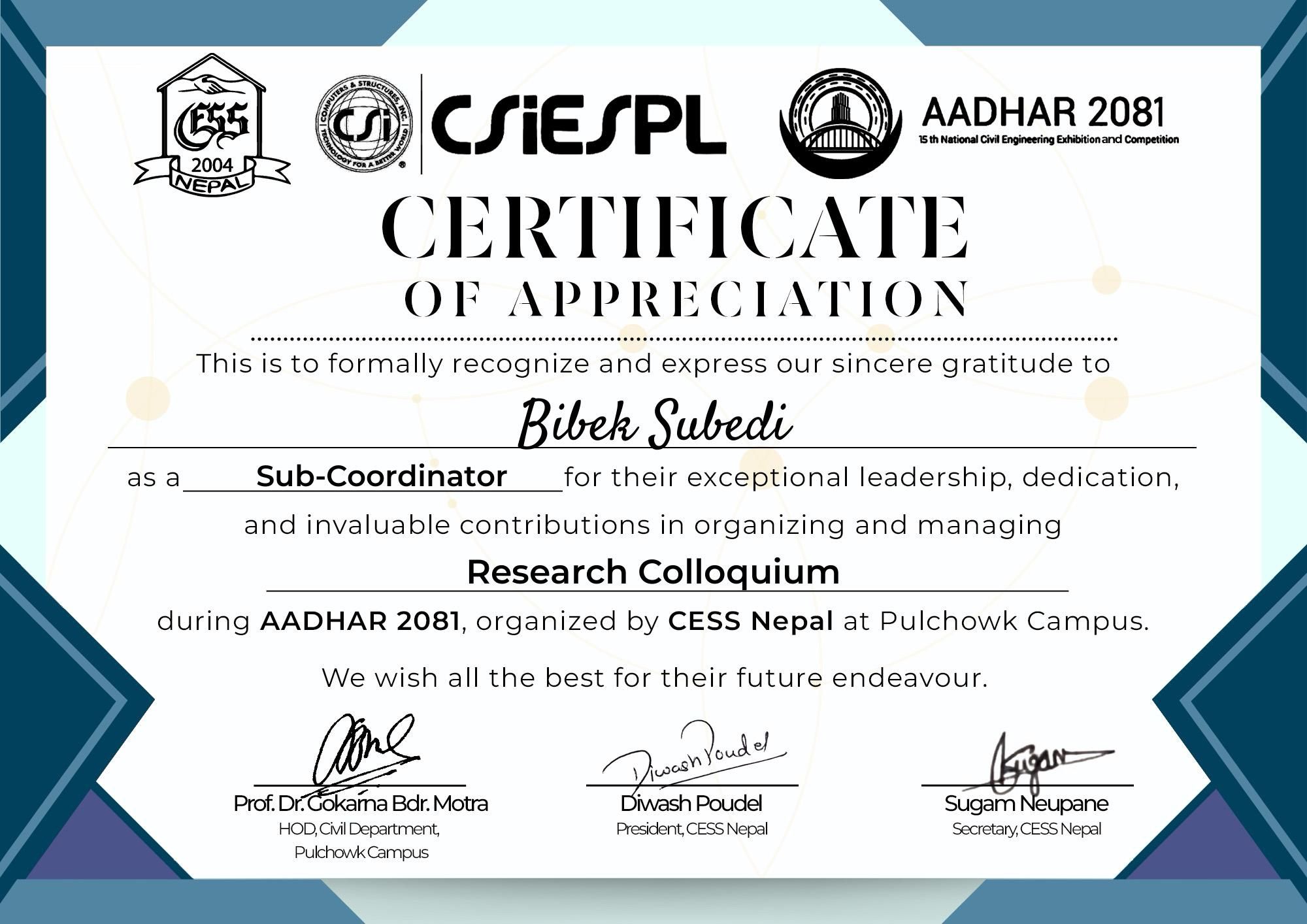 Research Colloquium Sub-Coordinator
